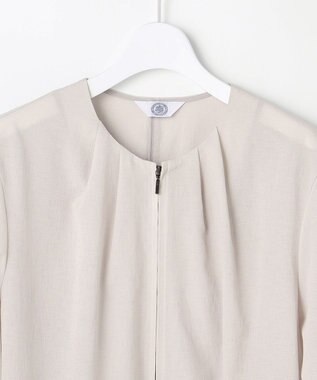J.PRESS LADIES L 【季節の変わり目に】アキハ BREEZE COOL ノーカラー ブルゾン グレージュ系