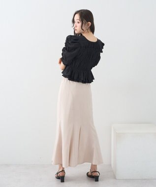 earth music&ecology レースティアードシャーリングブラウス Black