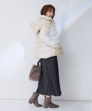 ANY L 【洗濯機可能/羽毛100%使用/撥水/フード取り外し可能】楽映えリッチミドル丈ダウン エクリュ