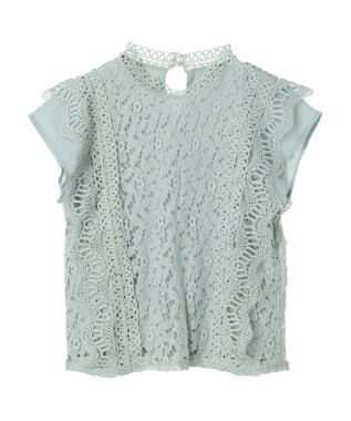 Green Parks ・Ｐｅｔｉｔ　Ｆｌｅｕｒ　フレンチレーシ－ブラウス Mint Green
