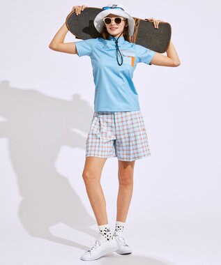 PW CIRCULUS 【WOMEN】チェック柄キュロット ゴルフウェア レディース スカイブルー系5