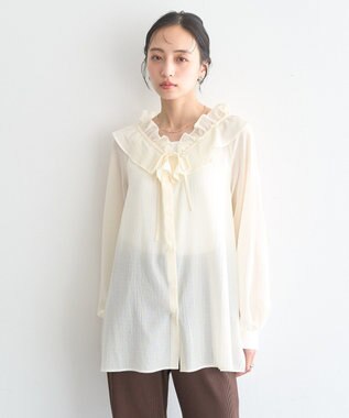 earth music&ecology フリルブラウス Ivory