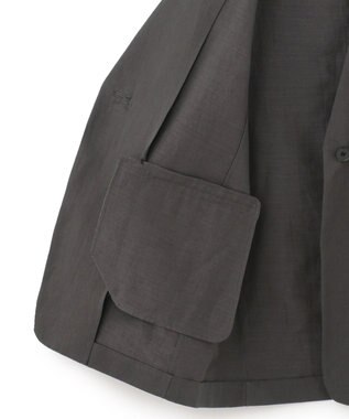 ICB 【吸水速乾機能付き】ペーパーコットンリネンツイル　ノーカラージャケット チャコール系