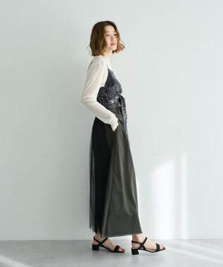 YECCA VECCA 異素材MIXロングスカート Khaki