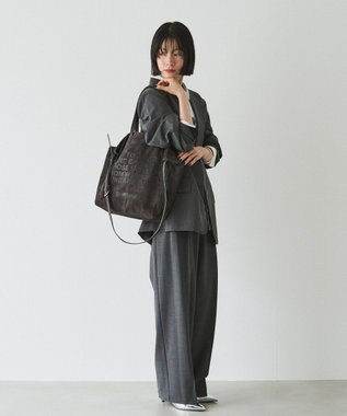 russet ステンシルデザインスエード2WAYトートバッグ(CE-1639) Gray