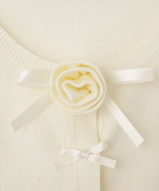 Maison de FLEUR ローズニット半袖カーディガン Ivory