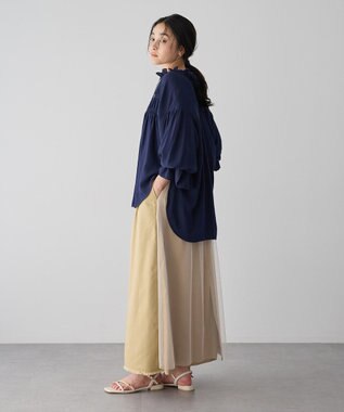 YECCA VECCA 異素材MIXロングスカート Beige