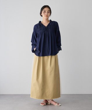 YECCA VECCA 異素材MIXロングスカート Beige