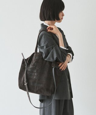 russet ステンシルデザインスエード2WAYトートバッグ(CE-1639) Gray