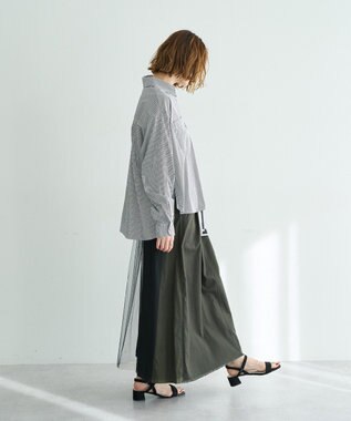 YECCA VECCA 異素材MIXロングスカート Khaki