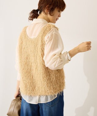 AMERICAN HOLIC 【前後2way】サイドスリットシャギーベスト Beige