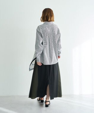 YECCA VECCA 異素材MIXロングスカート Khaki