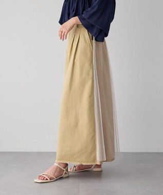 YECCA VECCA 異素材MIXロングスカート Beige