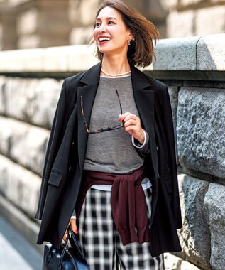 UNFILO ウールライク ダブルブレスト ジャケット ブラック