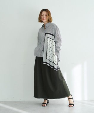 YECCA VECCA 異素材MIXロングスカート Khaki