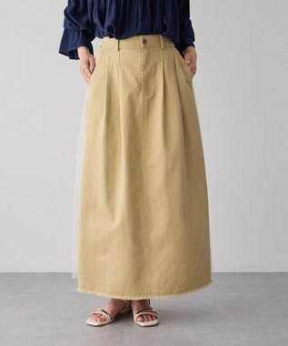 YECCA VECCA 異素材MIXロングスカート Beige