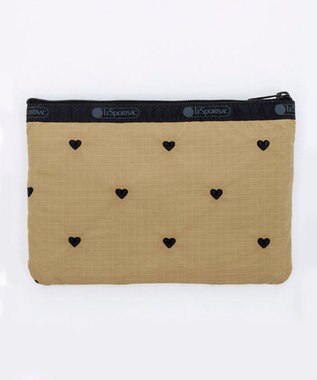 LeSportsac 3ZIP COSMETIC/モカブラックハートエンブロイダリー モカブラックハートエンブロイダリー