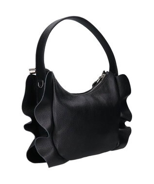 INTER-CHAUSSURES 【RIPANI】サイドフリルホーボーバッグ・ミディ ブラック