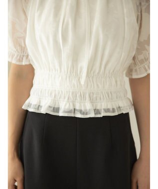 earth music&ecology 衿付きフラワーブラウス Off White