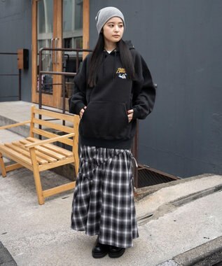 WEGO 【ユニセックス着用ITEM】別注BENDAVISグラフィックプルパーカー ブラック