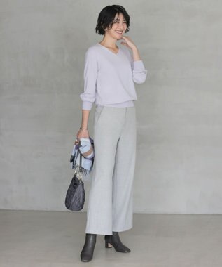 J.PRESS LADIES L チェルビック セミワイド パンツ ライトグレー系