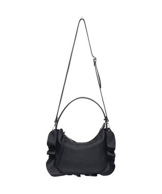 INTER-CHAUSSURES 【RIPANI】サイドフリルホーボーバッグ・ミディ ブラック