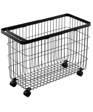 tower ランドリーバスケット タワー キャスター付き ワイド&ロー ブラック ブラック