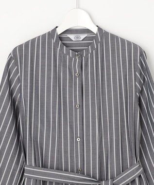 J.PRESS LADIES S TC ハイカウントストライプ シャツ ワンピース チャコールストライプ系