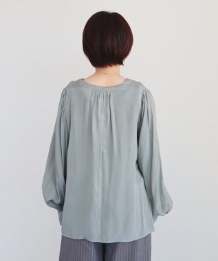 CRAFT STANDARD BOUTIQUE インド製 ボリュームスリーブブラウス Gray