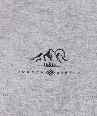 JOSEPH ABBOUD MOUNTAIN 【ゆったり】プレーティング天竺 リーフプリントアウトドア Tシャツ ライトグレー系