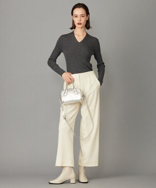 ICB 【洗える】 ウォッシャブルウールジャージー ワイドパンツ オフホワイト系