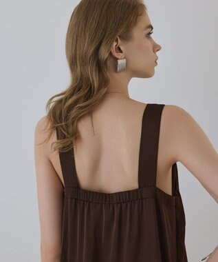 GRACE CONTINENTAL サテンレースニットワンピース グレー