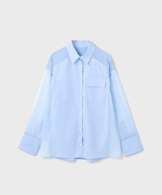 GRACE CONTINENTAL シアーコンビオーバーシャツ ブルー