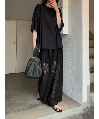 Green Parks レースタックパンツ Black