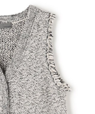 uncrave ツイードニット ジレ オフ×ブラック