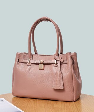 style code 【PADMA/パドマ】 キーチャーム付 本革ベルトデザインハンドバッグ スモーキーピンク