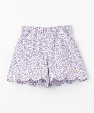 ANY KIDS 裾スカラップ ショートパンツ ラベンダー×花柄