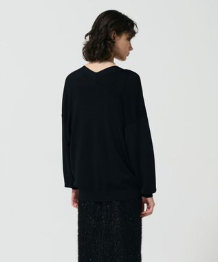 GRACE CONTINENTAL ルーズVネックニットカーディガン ブラック