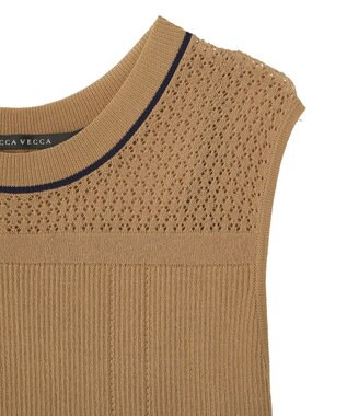 YECCA VECCA 【尾崎紗代子さん着用】透かし編みニットワンピース Beige