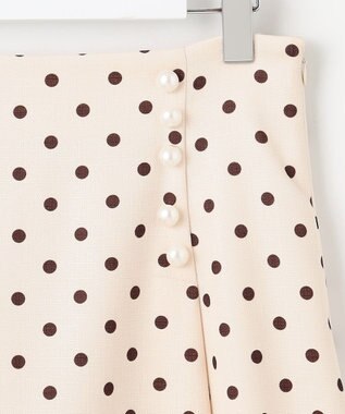 Feroux 【洗える】パールボタン付きフレア スカート ドット系