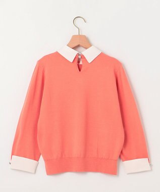 組曲 Elena襟付きニットプルオーバー コーラル系