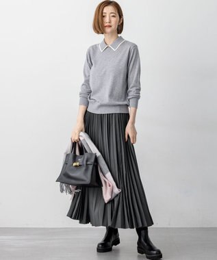 23区 S 【洗える】ウーステッドウール ポロニット ライトグレー系