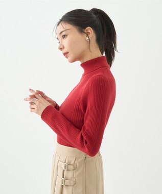 earth music&ecology やわらかタッチタートルネックニットプルオーバー Red