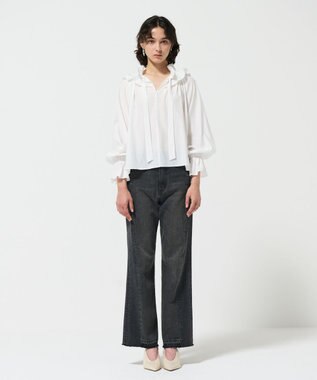 GRACE CONTINENTAL フリルカラーシアーカフタンブラウス ホワイト