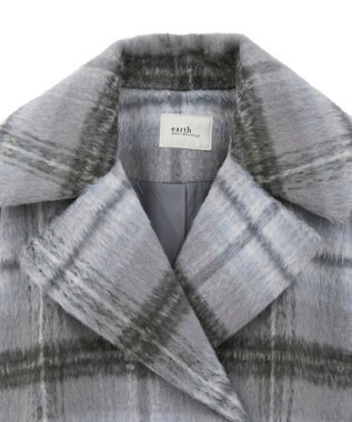 earth music&ecology チェックシャギーコート Check Gray