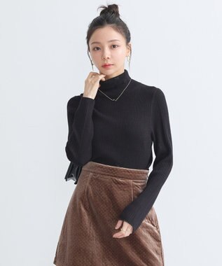 earth music&ecology やわらかタッチタートルネックニットプルオーバー Black