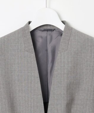 J.PRESS LADIES 【セットアップ対応】BAHARIYE2 ノーカラー ジャケット ライトグレー系1