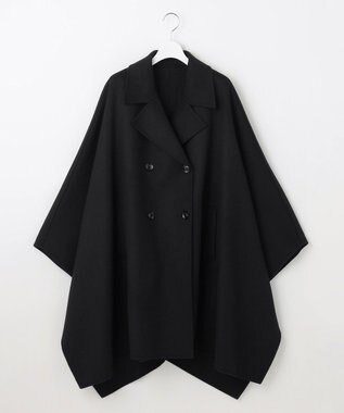 23区 【エステータ】ウールリバー ポンチョ コート ブラック