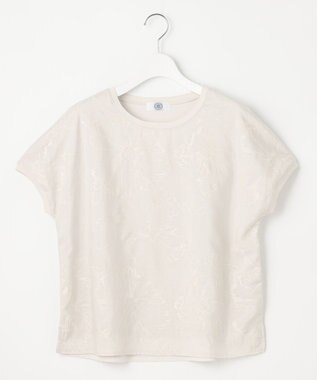 J.PRESS LADIES 【洗える】シアーエンブロイダリー カットソー グレージュ系