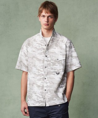 JOSEPH ABBOUD MOUNTAIN 【軽量/ストレッチ】メッシュサッカーカモ アウトドア シャツ アイボリー系6